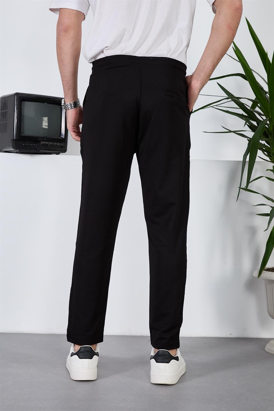 hafif ve nefes alabilir erkek diagonal dokulu beli lastikli pantolon - Justyol