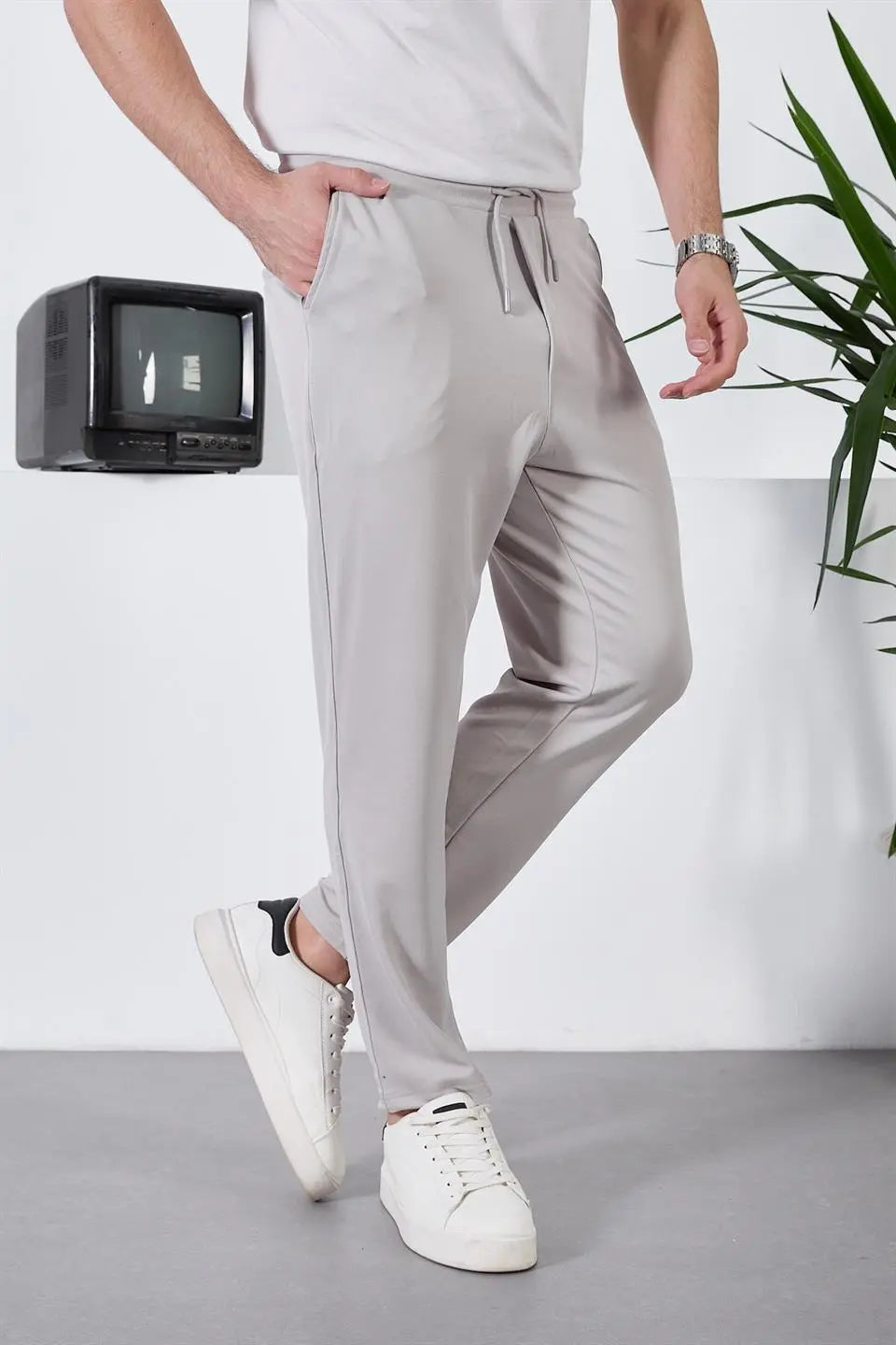 Pantalon Homme Texturé à Taille Élastique