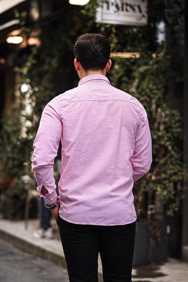 <tc>قميص رجالي مخطط باكمام طويلة - من الكتان</tc>