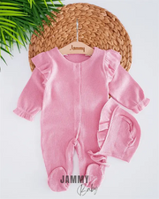 dina waffle laura jumpsuit with hat set - dried - Justyol