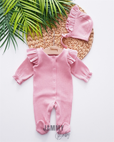 dina waffle laura jumpsuit with hat set - dried