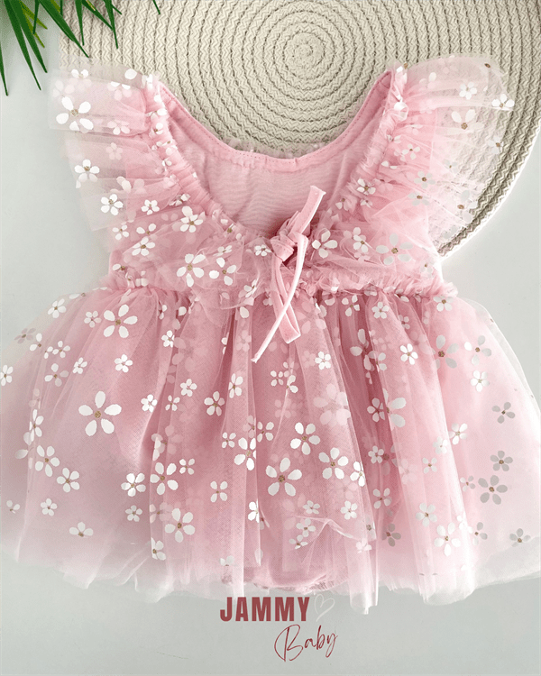 dora papatyali bodysuit özel gün elbise - pembe - Justyol