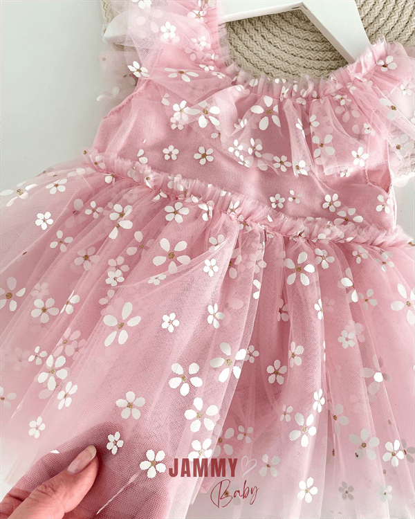 dora papatyali bodysuit özel gün elbise - pembe - Justyol