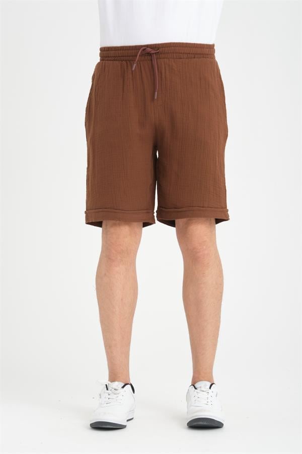 short en mousseline léger et confortable à double revers pour homme