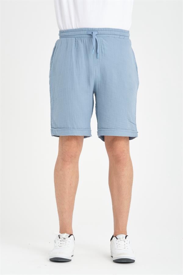 short en mousseline léger et confortable à double revers pour homme