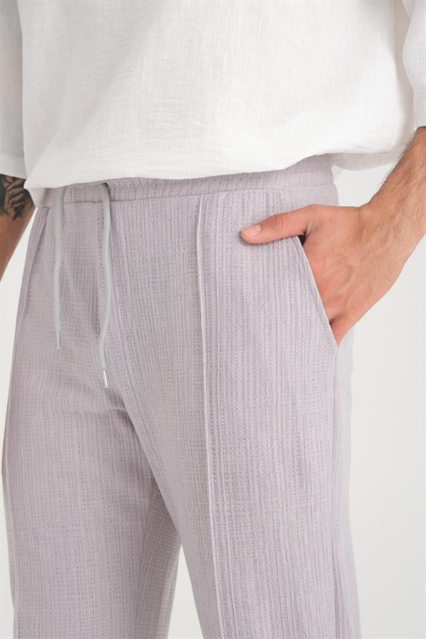 Düz Desenli Rahat Kalıp Beli Lastikli Baggy Pantol - Justyol