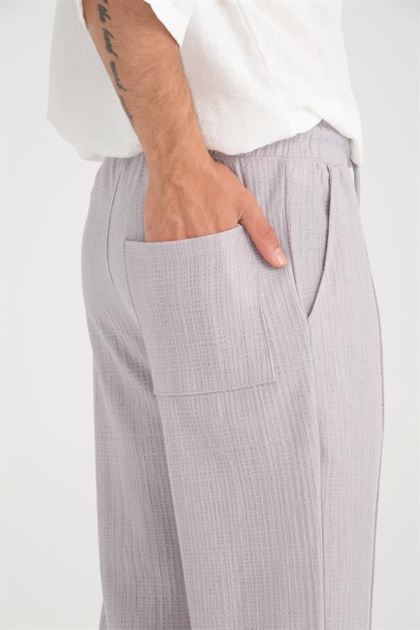 Düz Desenli Rahat Kalıp Beli Lastikli Baggy Pantol - Justyol