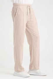 Düz Desenli Rahat Kalıp Beli Lastikli Baggy Pantol - Justyol