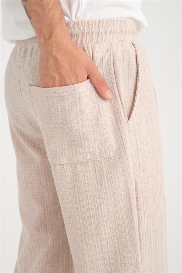 Düz Desenli Rahat Kalıp Beli Lastikli Baggy Pantol - Justyol