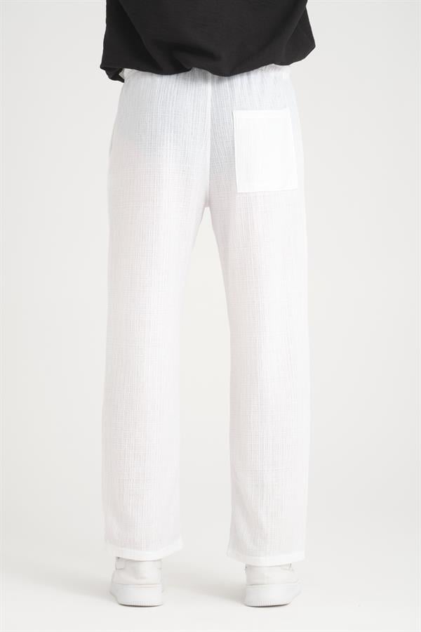 Düz Desenli Rahat Kalıp Beli Lastikli Baggy Pantol - Justyol