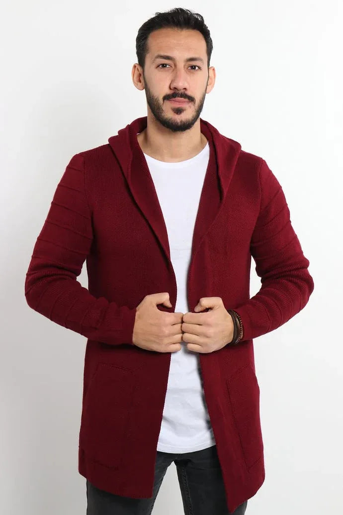 <tc>كارديجان رجالي تريكو سادة مزود بغطاء للراس وجيوب</tc>