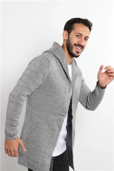 <tc>كارديجان رجالي تريكو سادة مزود بغطاء للراس وجيوب</tc>