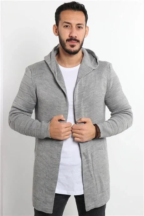 <tc>كارديجان رجالي تريكو سادة مزود بغطاء للراس وجيوب</tc>