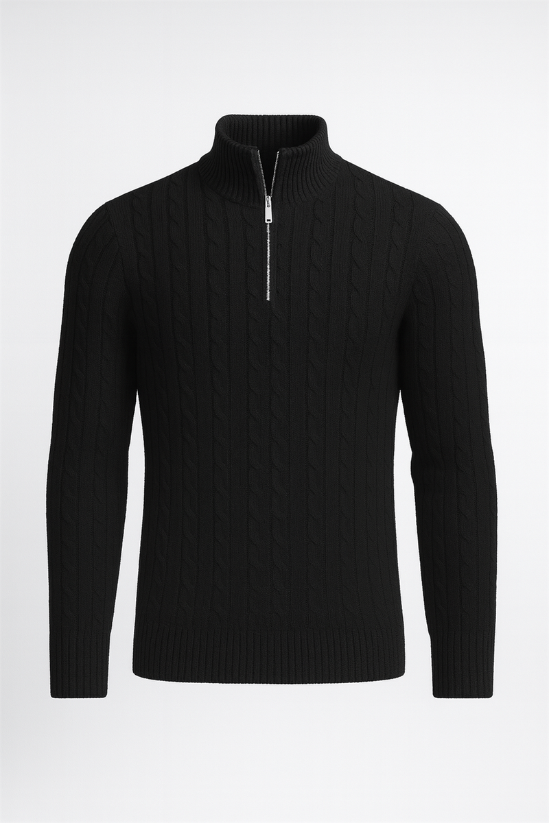 Pull Homme Bardem Maille Torsadée Demi-Zip