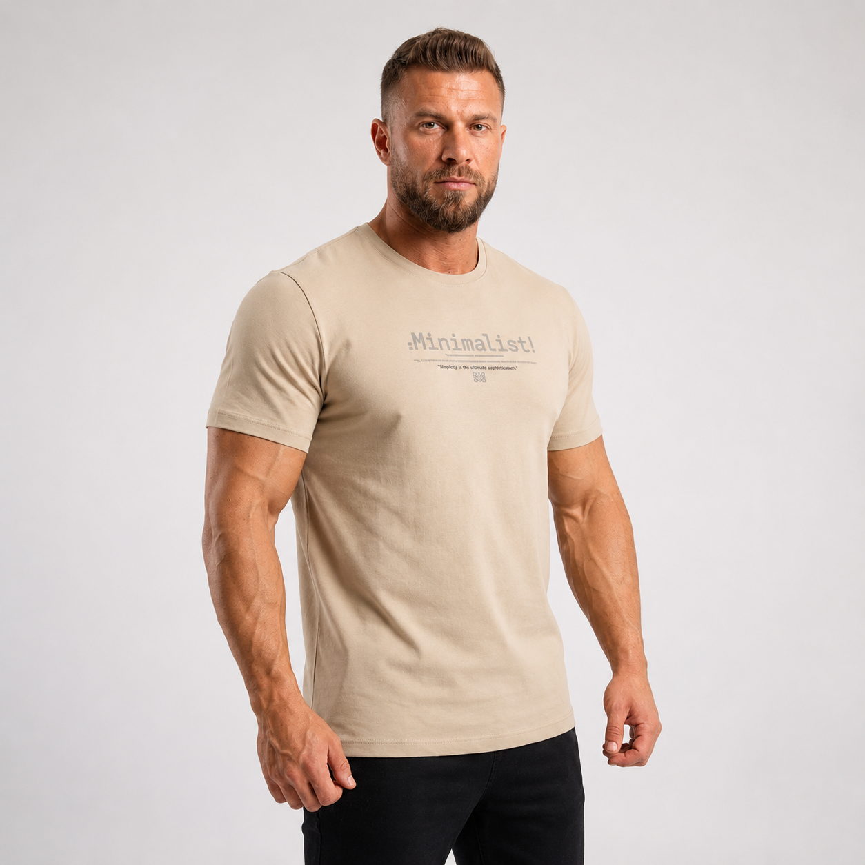 T-shirt homme en coton lycra – coupe standard avec imprimé minimaliste-88441