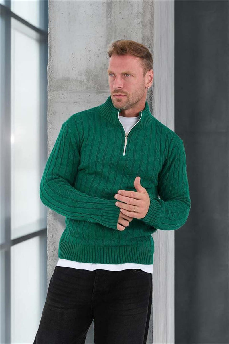Pull Homme Bardem Maille Torsadée Demi-Zip