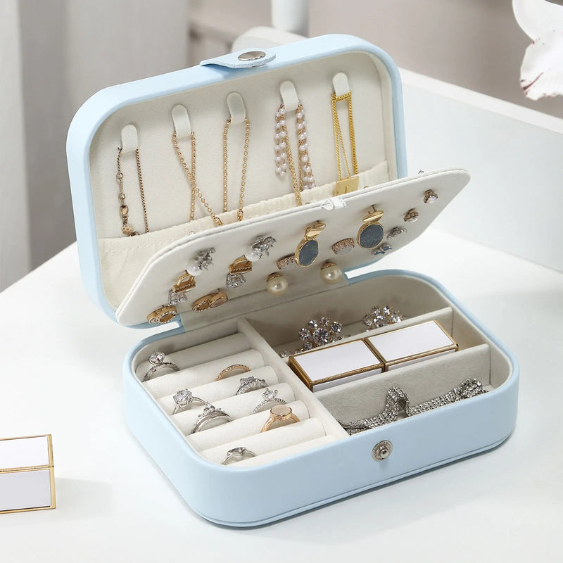Boîte à Bijoux Portable à Double Niveau avec Compartiments