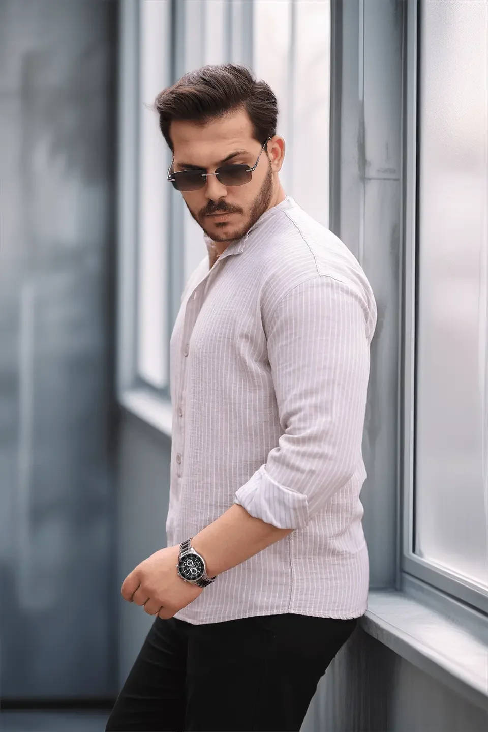 chemise homme mousseline coton rayée légère - Justyol