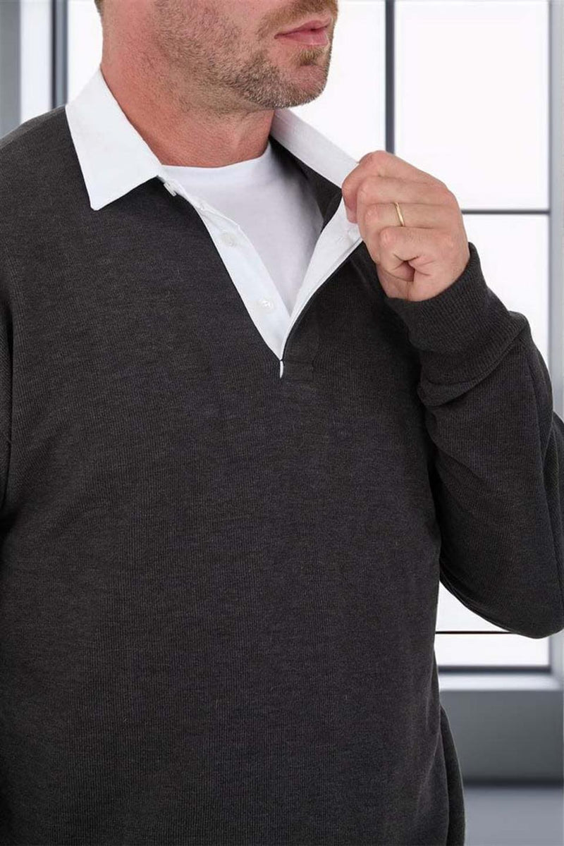 Sweat Homme Luis Col Polo en Maille Selanik