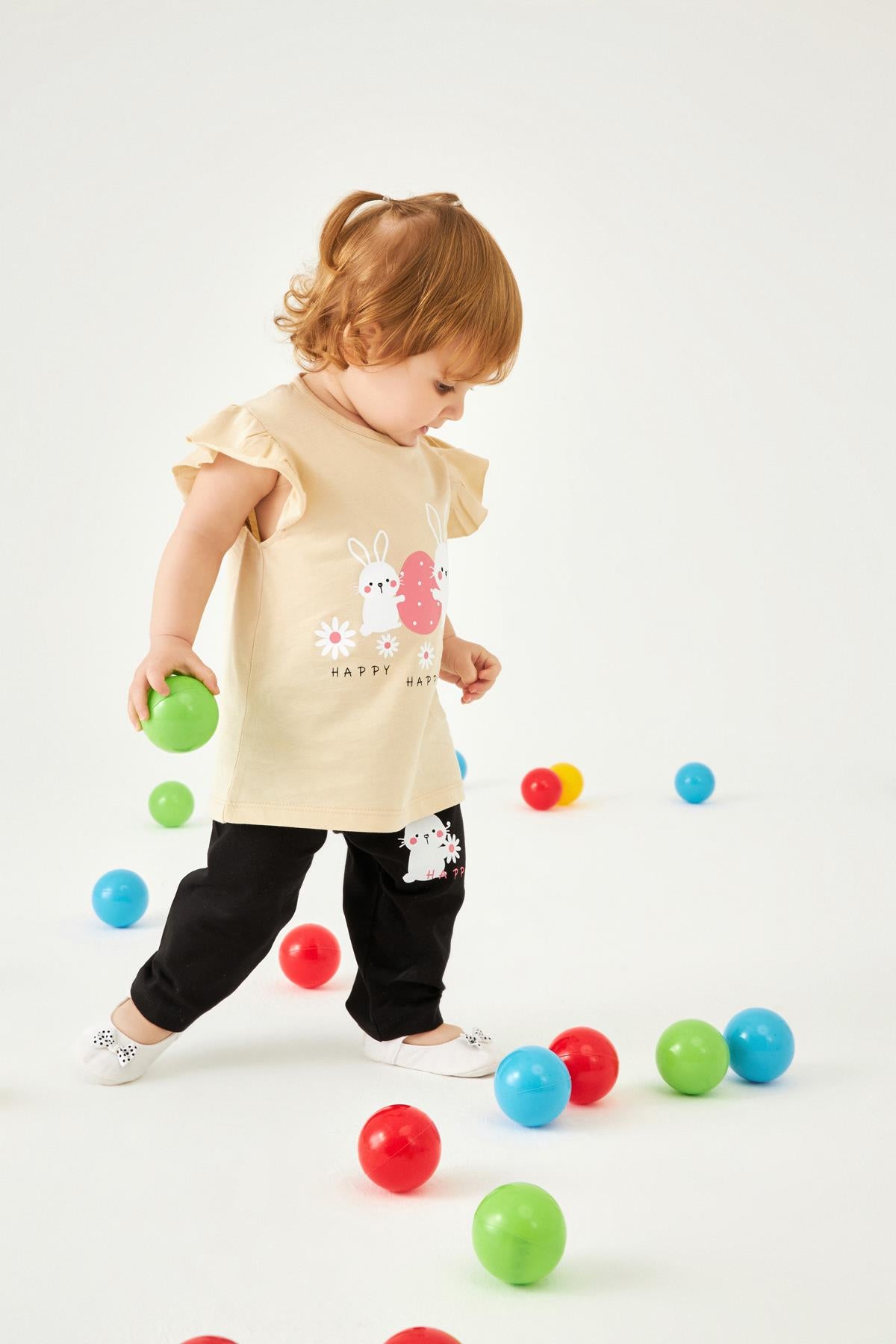 <tc>Ensemble pour fille avec imprimé de lapin amusant et leggings</tc>