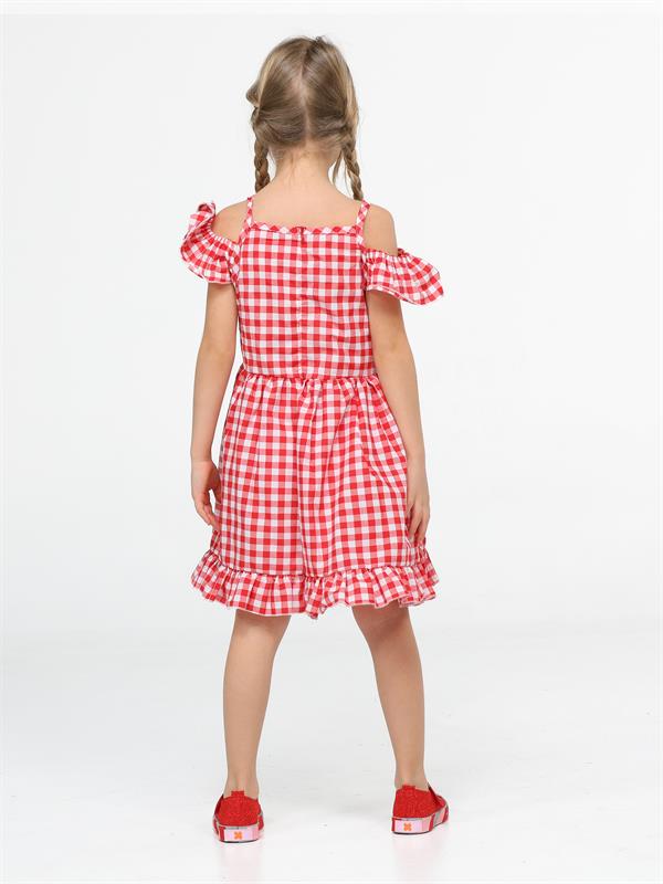 <tc>"Robe pour fille à carreaux avec manches à volants"</tc>