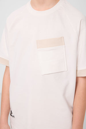 pamuklu yumuşak dokulu oversize cep detayli erkek çocuk t-shirt - 11295 - Justyol