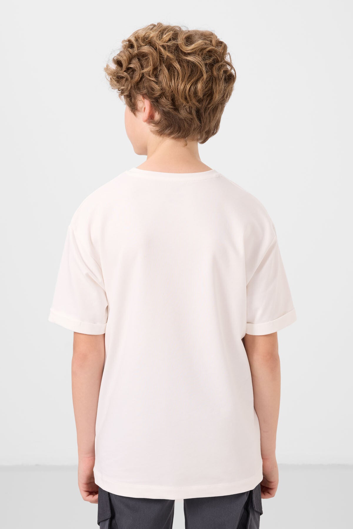 T-shirt Garçon Oversize en Coton Doux avec Impression - 11301