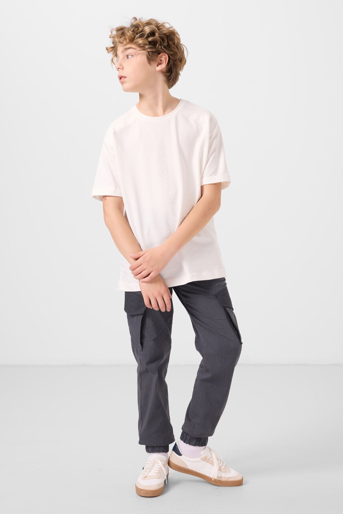 T-shirt Garçon Oversize en Coton Doux avec Impression - 11301