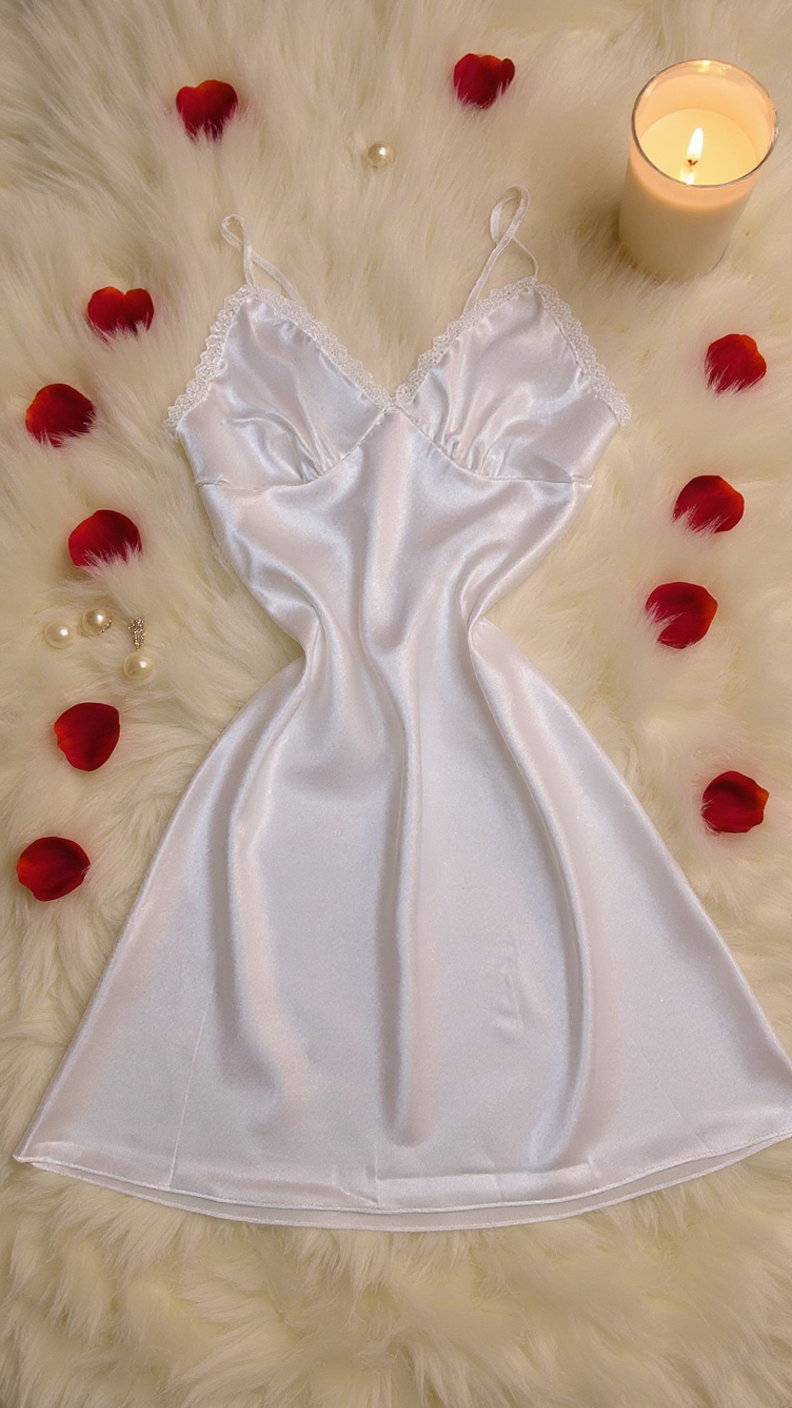 Nightgown set 212 -Women’s Satin Nightdress & Floral Kimono Robe Set – Lace Trim Nightwear Erotica