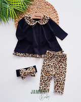 eliza leopard fluffy bandana set