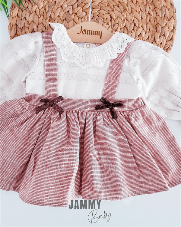 Robe Bébé à Carreaux avec Dentelle et Manches Bouffantes – Collection Ella