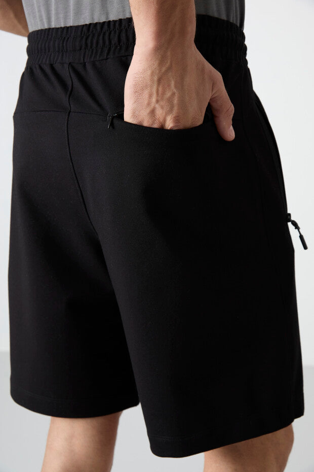 Short homme à cordon avec poche arrière zippée – coupe standard sportive - 81136
