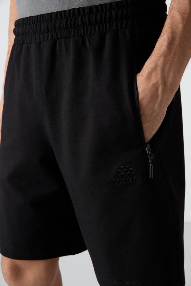 Short homme à cordon avec poche arrière zippée – coupe standard sportive - 81136