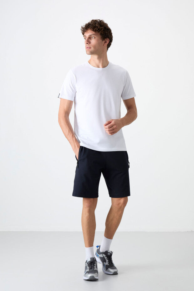 Short homme à cordon avec poche arrière zippée – coupe standard sportive - 81136