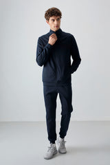 <tc>Ensemble de survêtement pour homme en bleu marine avec surface texturée, à coupe standard et broderie - 85248</tc>