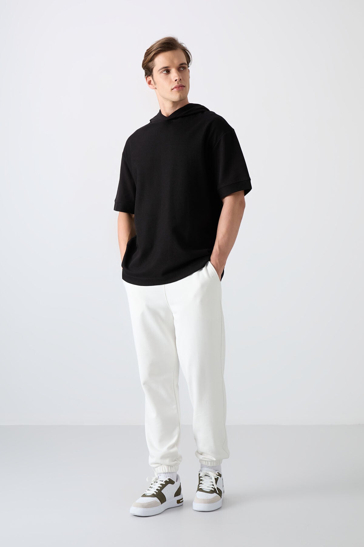 <tc>T-shirt basique homme en coton avec texture épaisse et coupe oversize - 88335</tc>