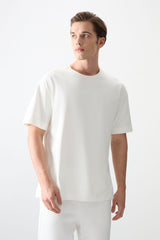 <tc>T-shirt basique pour homme, coupe oversize, en coton 100% avec tissu épais et doux - 88353</tc>