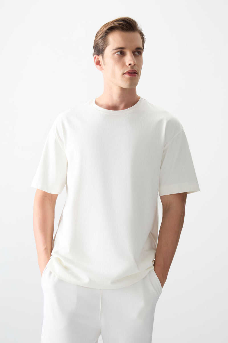 T-shirt Homme Basique Oversize en Coton Doux
