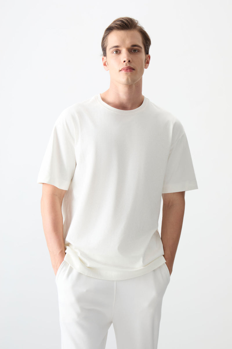 T-shirt Homme Basique Oversize en Coton Doux