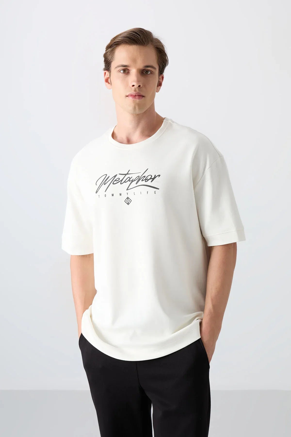 T-shirt homme oversize imprimé en coton épais au toucher doux - 88320 - Justyol