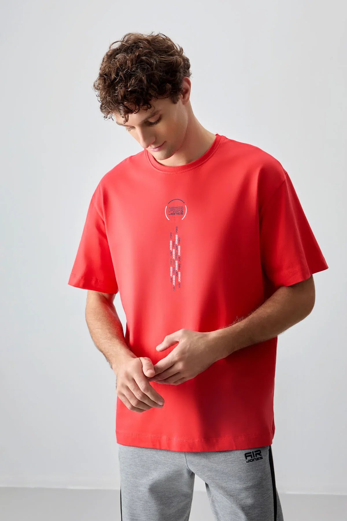 T-shirt homme oversize imprimé en coton épais 100 % au toucher doux- 88355 - Justyol