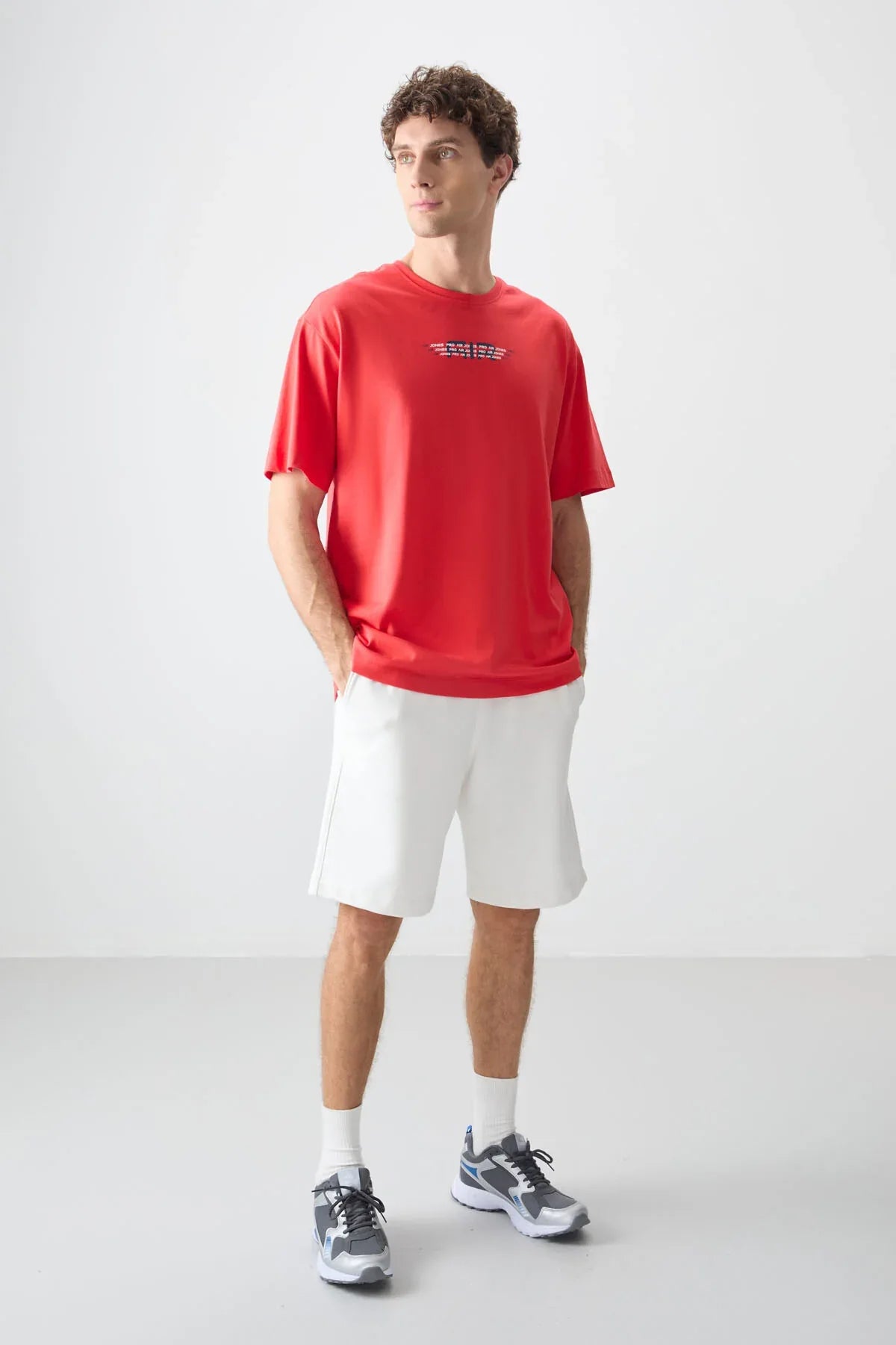 T-shirt homme oversize imprimé en coton épais 100 % au toucher doux - 88356 - Justyol