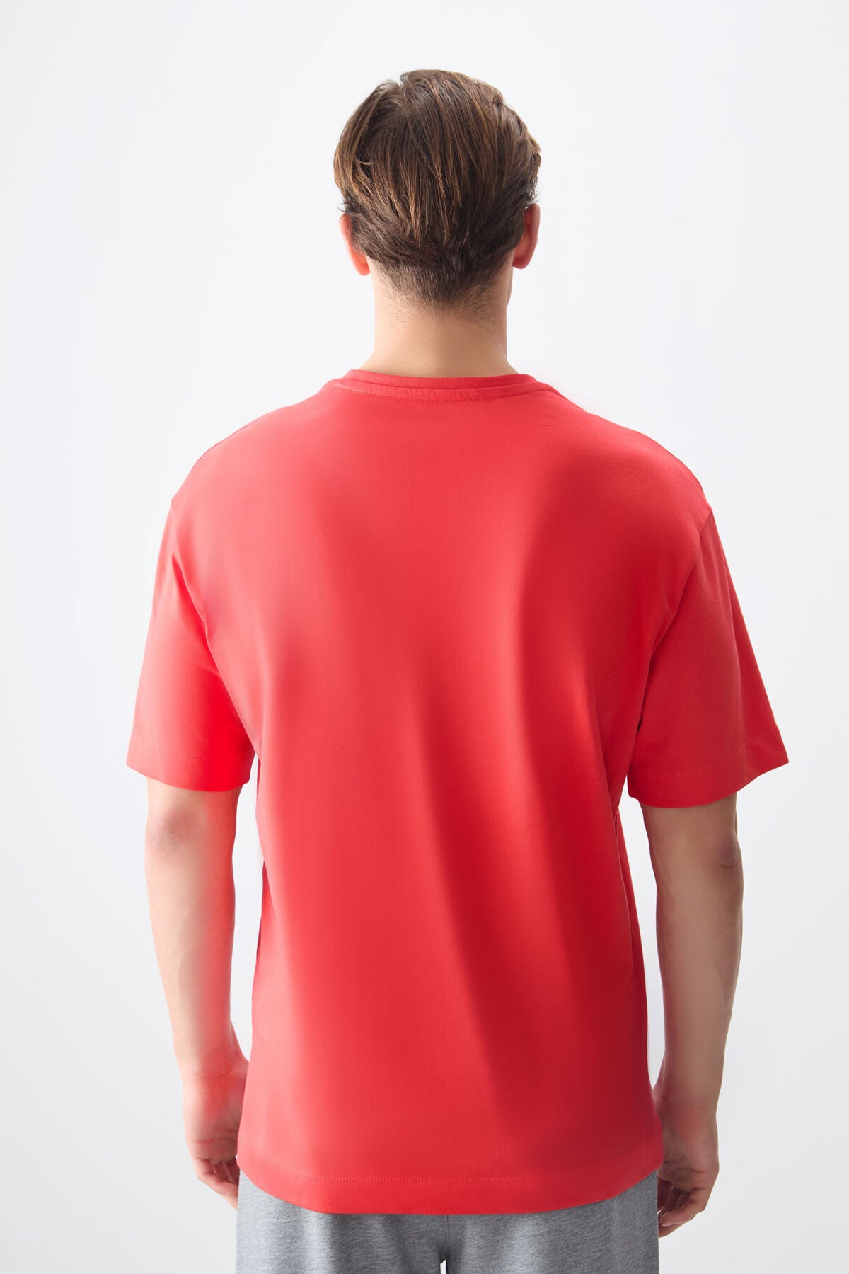 %100 pamuk kalin yumuşak dokulu oversize fit basic erkek t-shirt - 88353 - Justyol