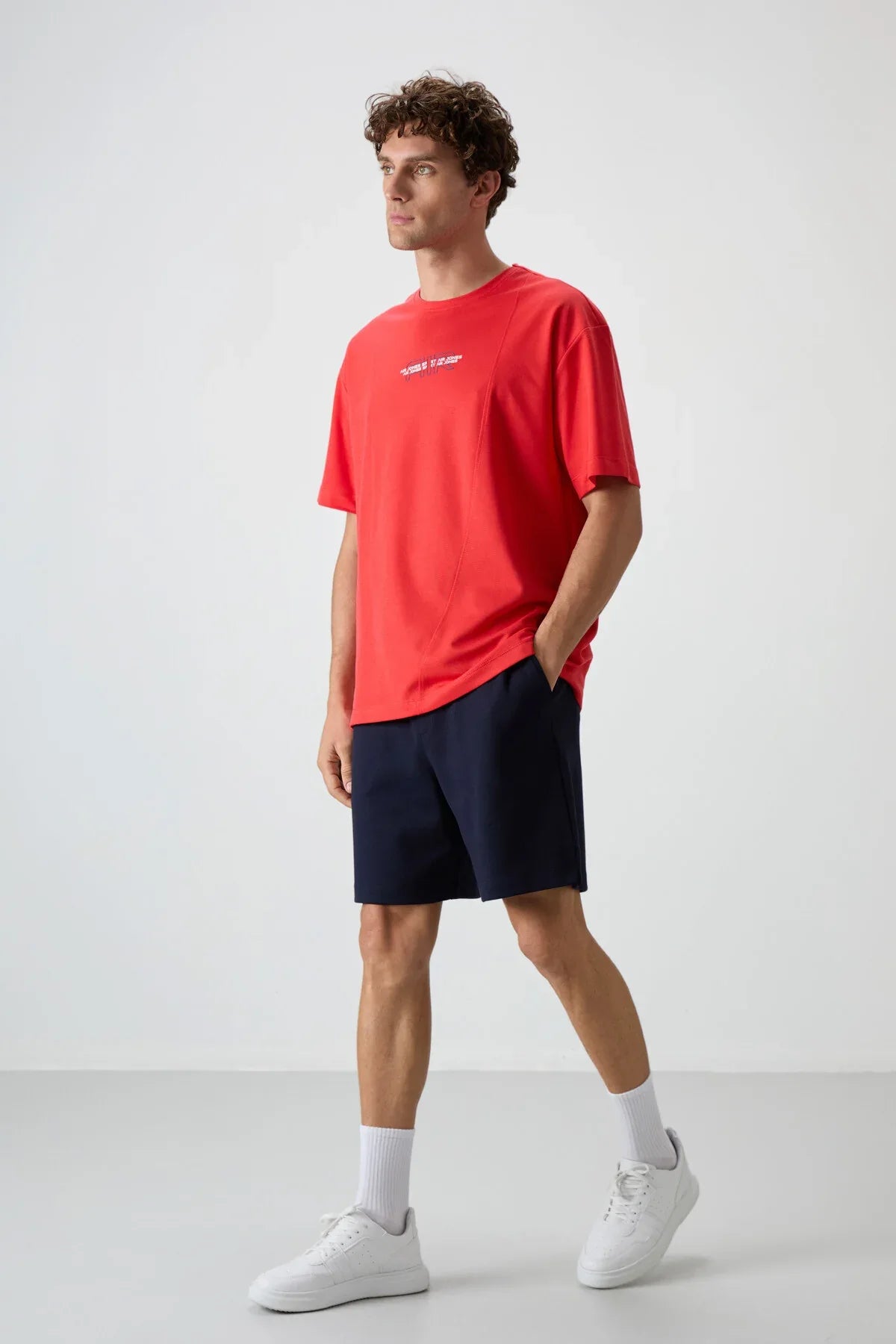 T-shirt homme oversize imprimé en coton épais texturé - Justyol