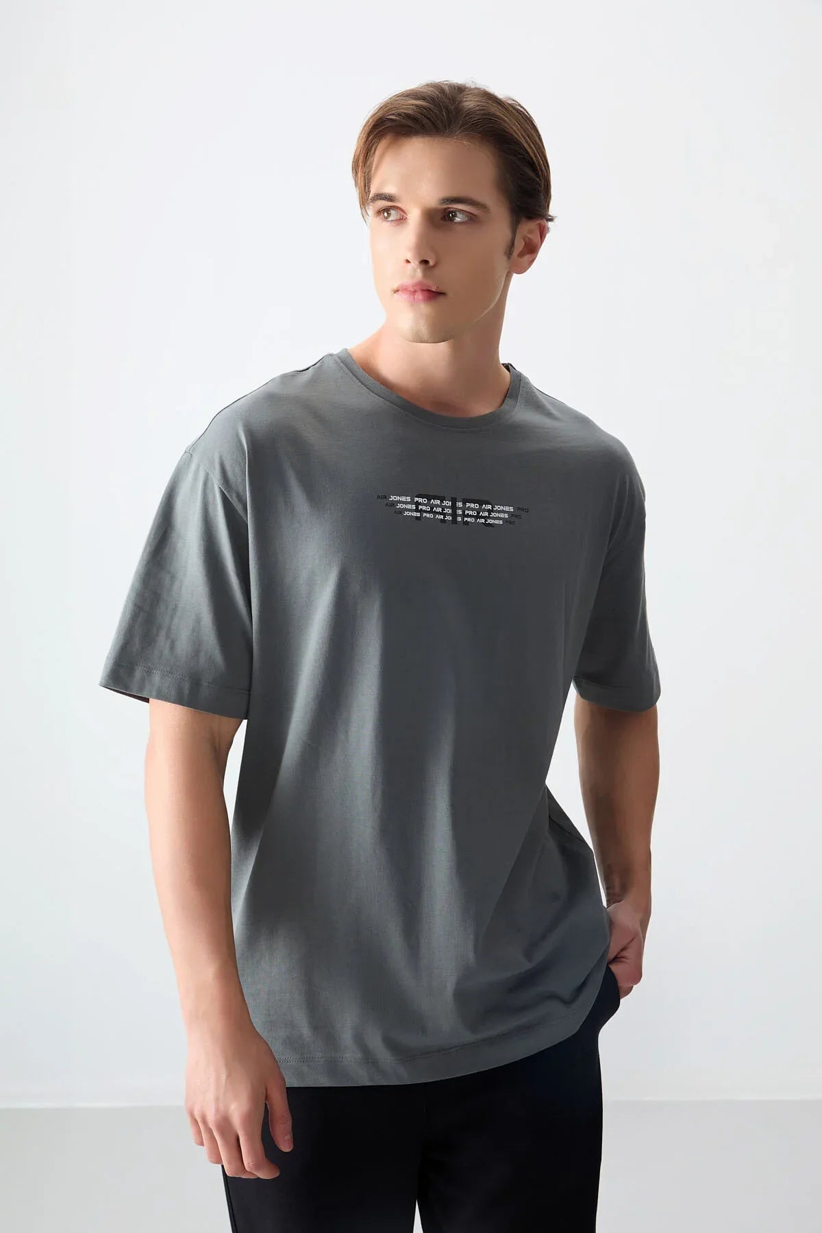 T-shirt homme oversize imprimé en coton épais 100 % au toucher doux - 88356 - Justyol