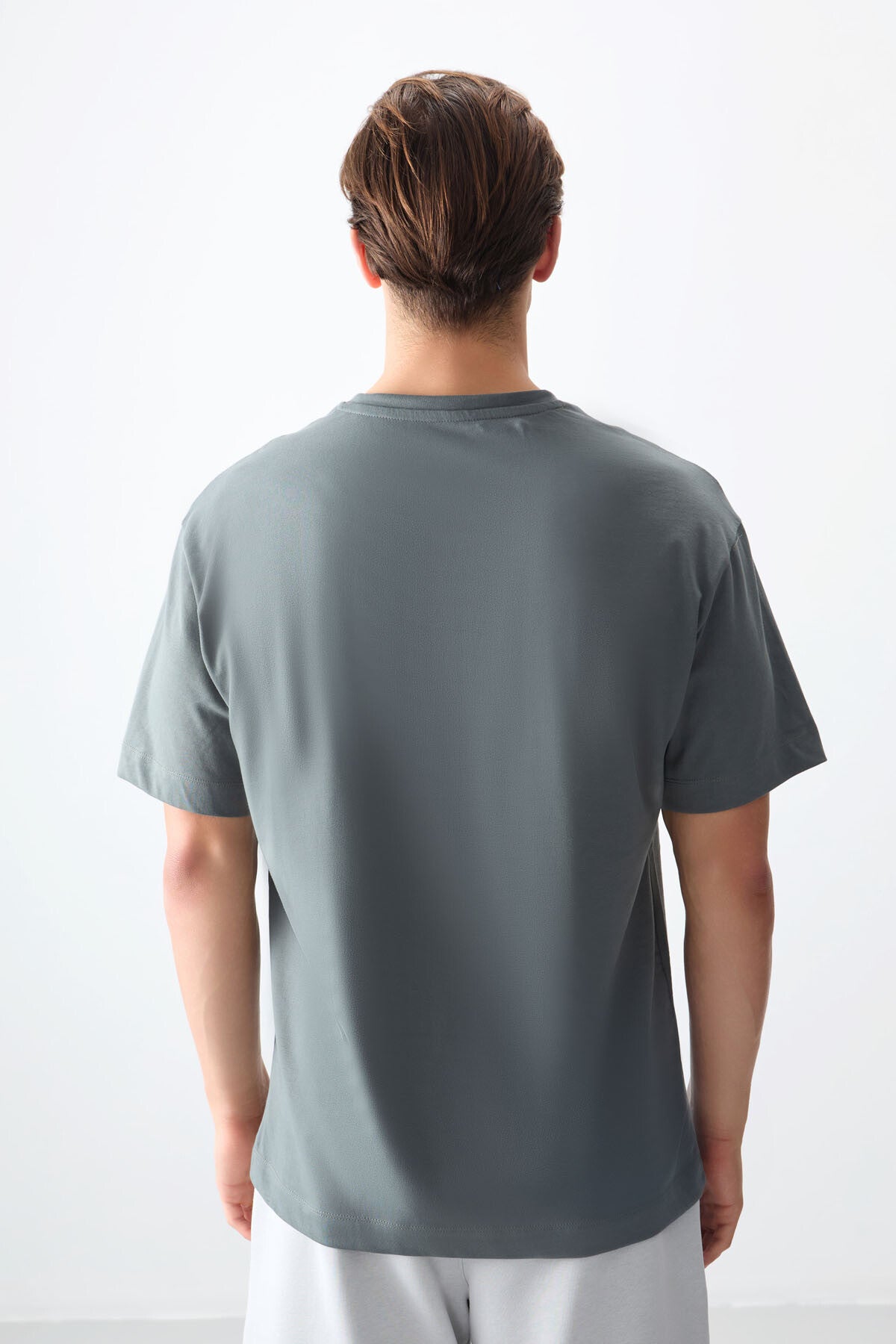 %100 pamuk kalin yumuşak dokulu oversize fit basic erkek t-shirt - 88353 - Justyol