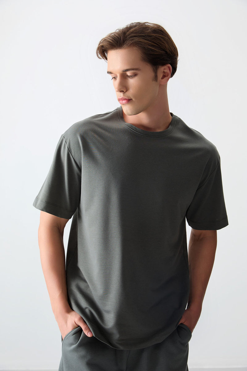 <tc>تيشيرت رجالي سادة اوفر سايز - من القطن السميك - 88377</tc>