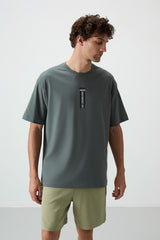 <tc>T-shirt pour homme en 100 % coton, épais et à texture douce, oversize avec impression - 88360</tc>