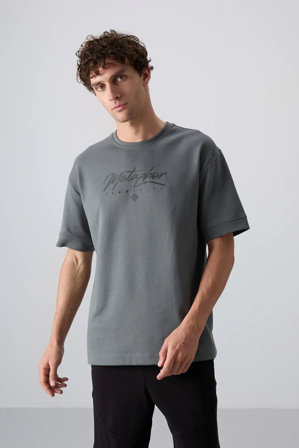 T-shirt homme oversize imprimé en coton épais au toucher doux - 88320 - Justyol