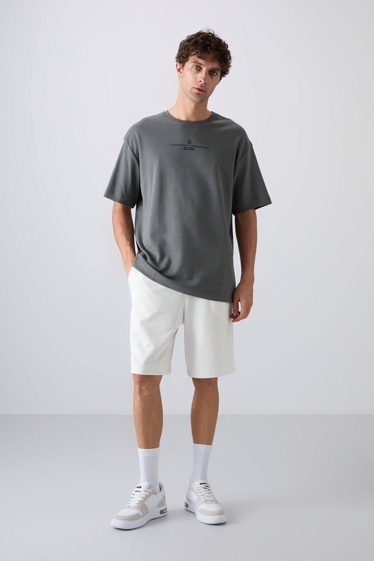 <tc>t-shirt pour homme en coton épais et doux texturé, coupe oversize avec impression - 88321</tc>